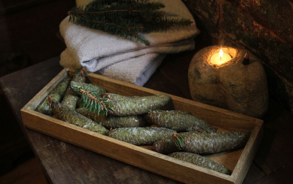 Grüne Fichtenzapfen