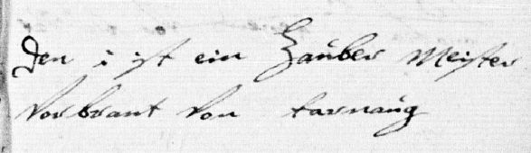 Ein Zaubermeister aus Tarnow verbrannt. Kirchenbuch Bützow (MV) Anno1673
