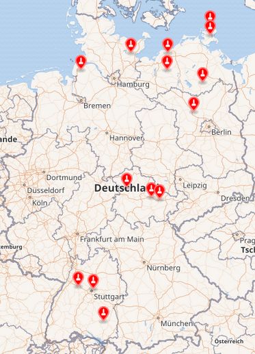 Fundplätze von Pfahlgöttern in Deutschland